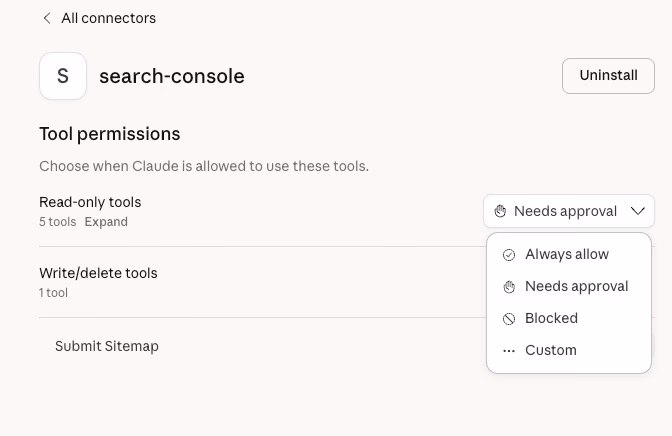 search console tool permissions
